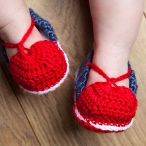 Crochet pattern slippers - 4th of july baby girl - Fourth of july baby - Baby shoes handmade - Proud mom - Red white and blue - PDF pattern