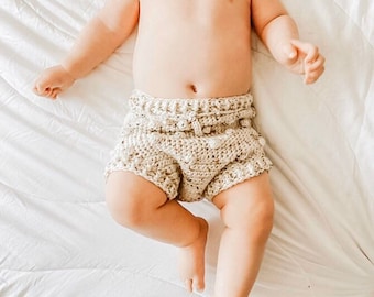 Patrón de bombacho para bebé - Bombacho de bebé a crochet - Patrón de shorts de bebé a crochet - Pompón de bebé - Punto pompón - Patrón de shorts a crochet - 0-18 meses