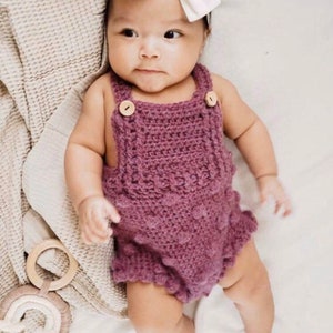 Crochet PATTERN Bobble Romper sizes 0-3, 6-9, 12-18 Months english