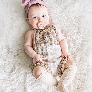 crochet rainbow romper crochet romper pattern Newborn pattern crochet girl romper Crochet baby romper Rainbow baby romper 0-18m image 3