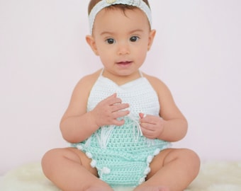 Baby romper pattern - Crochet patterns - baby romper  - Crochet pattern - Boho crochet pattern - birthday outfit  - Crochet baby outfit 0-12