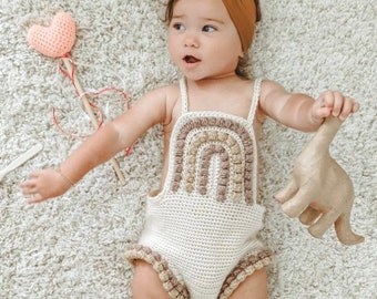 crochet rainbow romper - crochet romper pattern - Newborn pattern - crochet girl romper - Crochet baby romper - Rainbow baby romper - 0-18m