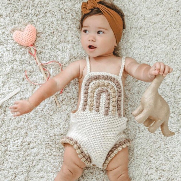 crochet rainbow romper - crochet romper pattern - Newborn pattern - crochet girl romper - Crochet baby romper - Rainbow baby romper - 0-18m