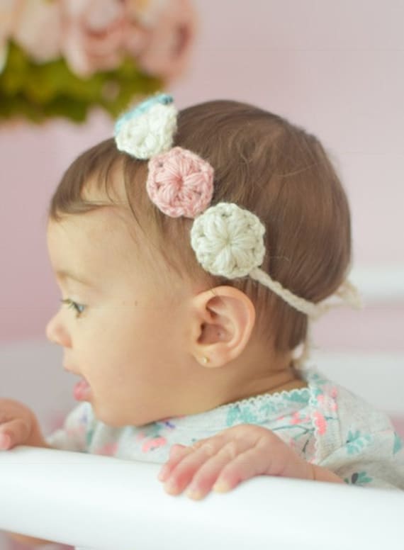 Baby girl crochet headbands with flower hotsell