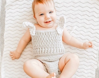 Patrón de mameluco para bebé - Mameluco para bebé niño - Mameluco para niño pequeño - Patrón de crochet para bebé - Patrón de mameluco para niña - Patrón de crochet - Crochet de Pascua