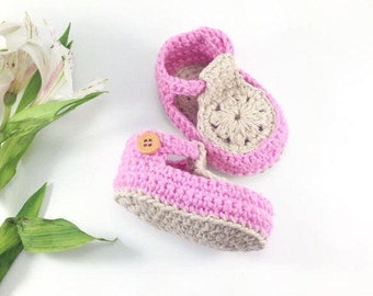 Crochet baby shoes -  Baby shoes - Crochet baby patterns - Crochet baby booties - Crochet pattern - Baby booties - Baby girl shoes - 3-6m