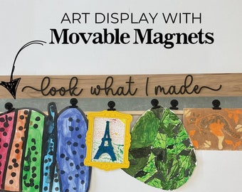 Look What I Made Kids Artwork Display, Personalized Child Art Display Board, Magnet Board, Look What We Made, Wooden Playroom Sign