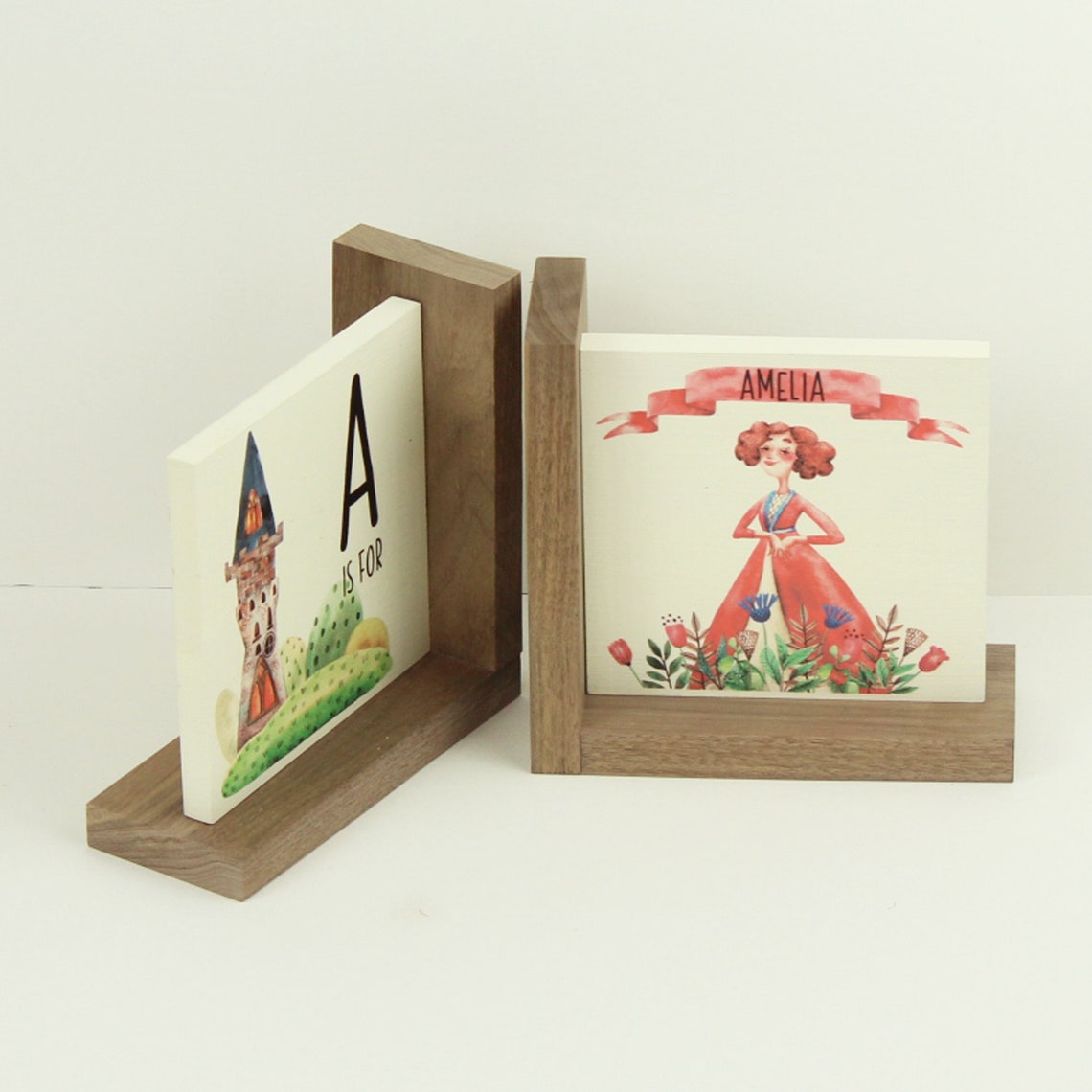 Personalized Childrens Wooden Bookend Girl's Nursery Etsy
