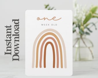 Rainbow Baby Milestone Cards, DIY Printable Monthly Milestone Photo Props for Girls and Boys