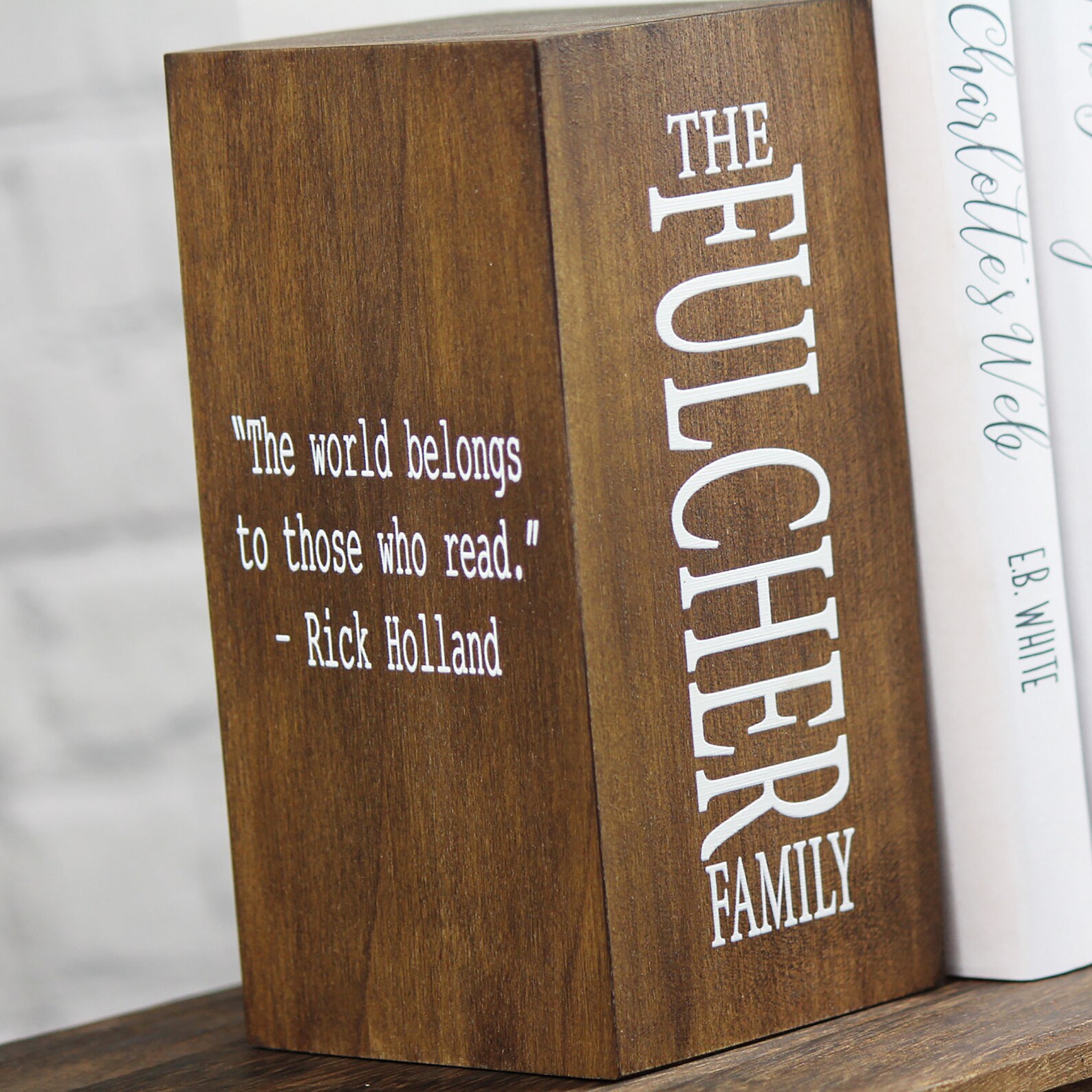 Customized Wooden Bookend Personalized Family Keepsake Etsy