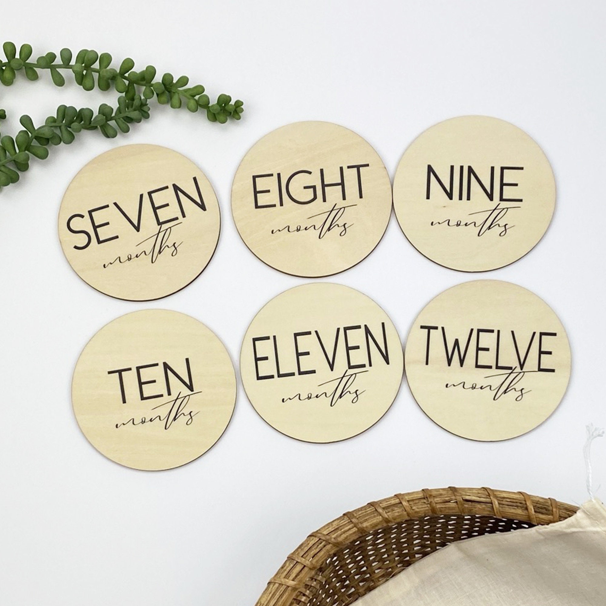 Baby Milestone Cards, Wooden Monthly Milestone Discs, Baby Age Sign ...