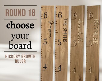 Round 18: Choose Your Ruler - Hickory Growth Chart Ruler 3D, Wooden Measuring Stick for Kids, Giant Wall Ruler with Extra Character