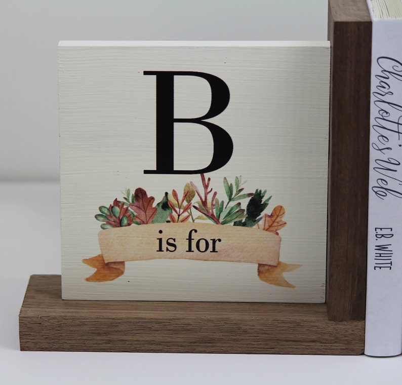 Personalized Childrens Wooden Bookend Baby Shower Book Theme Etsy