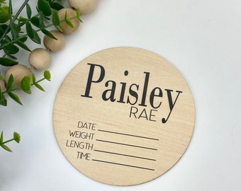 Newborn Birth Stat Sign, Baby Announcement Sign for Hospital, Newborn Photo Prop Keepsake