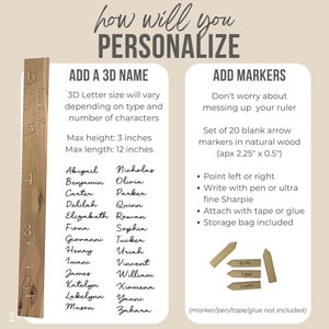 Natural Growth Chart Ruler 3D, Wooden Measuring Stick for Kids, Giant ...