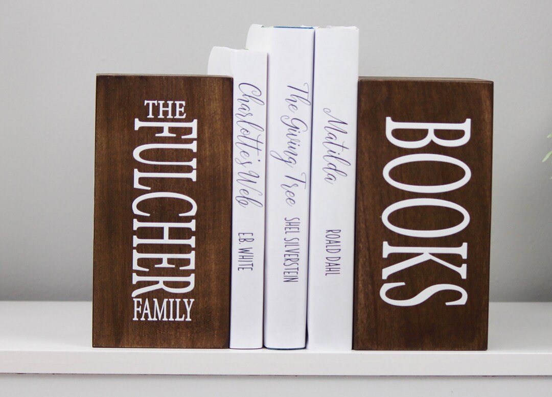 Customized Wooden Bookend, Personalized Family Keepsake, Anniversary or