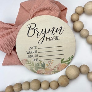 Baby Girl Birth Stat Sign, Newborn Announcement Sign for Hospital, Newborn Photo Prop Keepsake