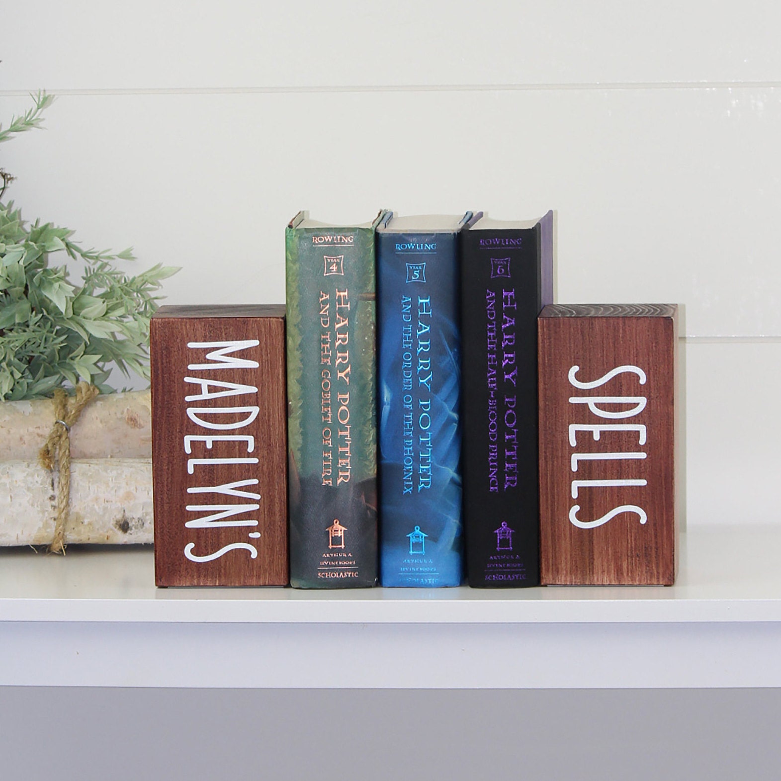 Personalized Spells Wooden Bookend Customized Keepsake for Etsy
