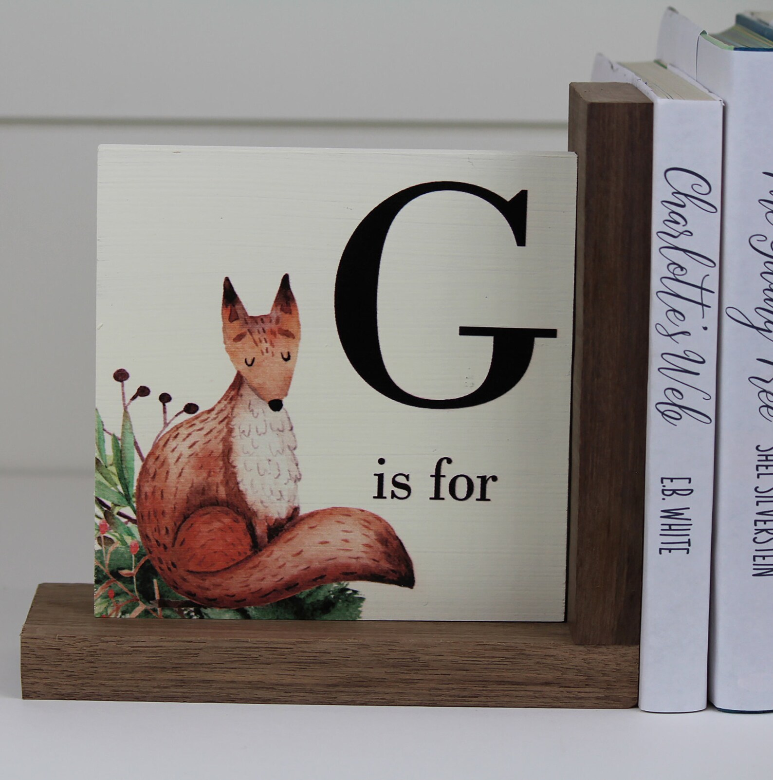 Woodland Fox Bookend Personalized Childrens Wooden Nursery Etsy