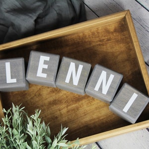 Personalized Wooden Baby Name Letter Blocks, Photo Prop, Nursery Decor, Pregnancy or Birth Announcement