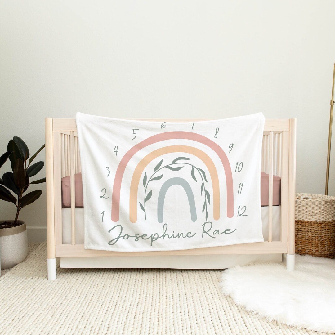 Baby Milestone Blanket, Rainbow Baby Monthly Photo Blanket for Girls