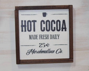 Hot Cocoa Seasonal Wood Sign, Christmas Decor, Xmas Sign, Kitchen Sign, Farmhouse Sign