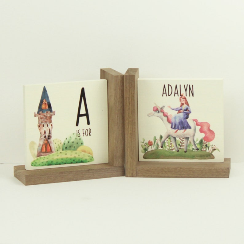Personalized Childrens Wooden Bookend Girl's Nursery Etsy