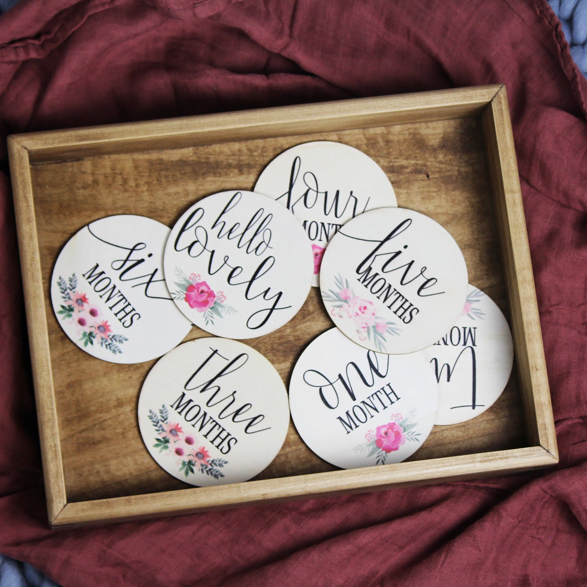 Wooden Baby Milestone Markers Newborn Gift Wooden Monthly Milestone Cards Personalized Milestone Cards Baby Milestone Blocks