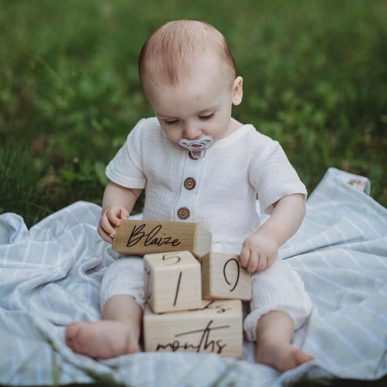Personalized Milestone Age Blocks for Boys and Girls Natural Etsy