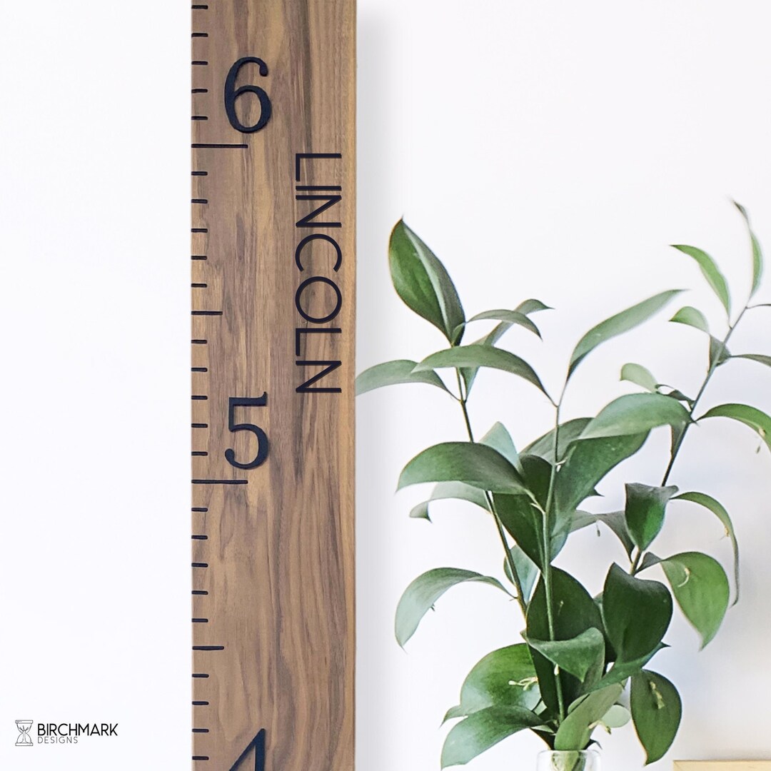Gant Ruler Walnut Growth Chart Ruler 3D Uppercase Font, Wooden Measuring Stick for ...