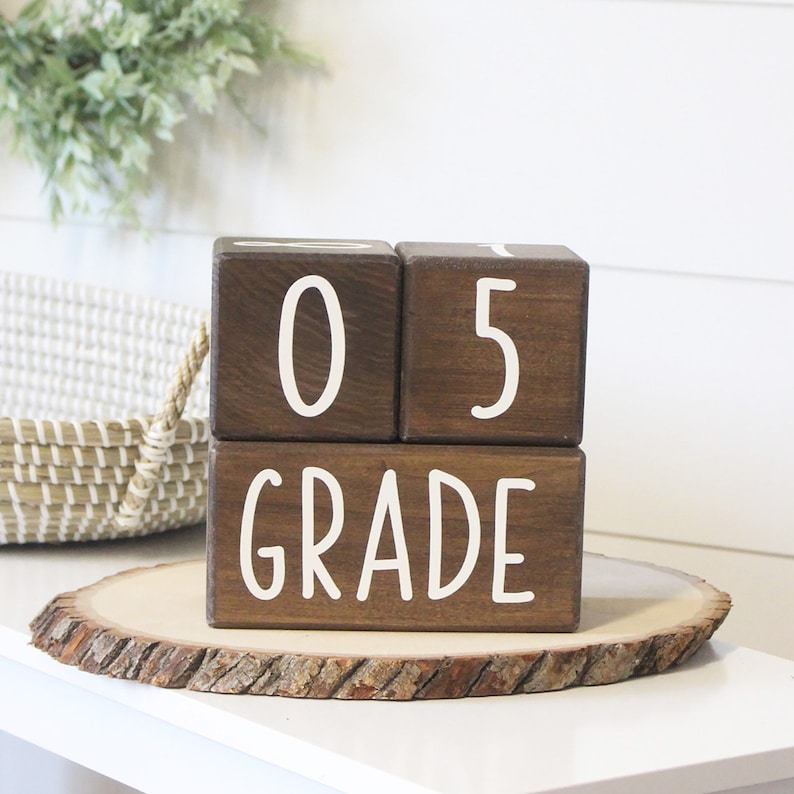 Aspen style baby milestone blocks in walnut by Birchmark Designs