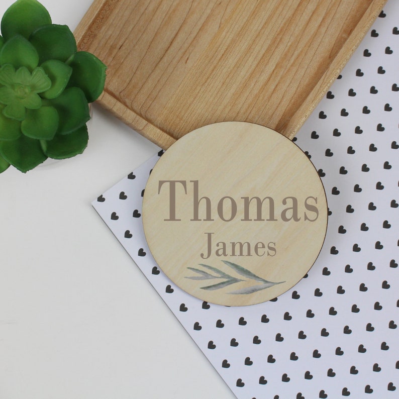 Baby Name Announcement Sign With Greenery Pregnancy or Birth Etsy