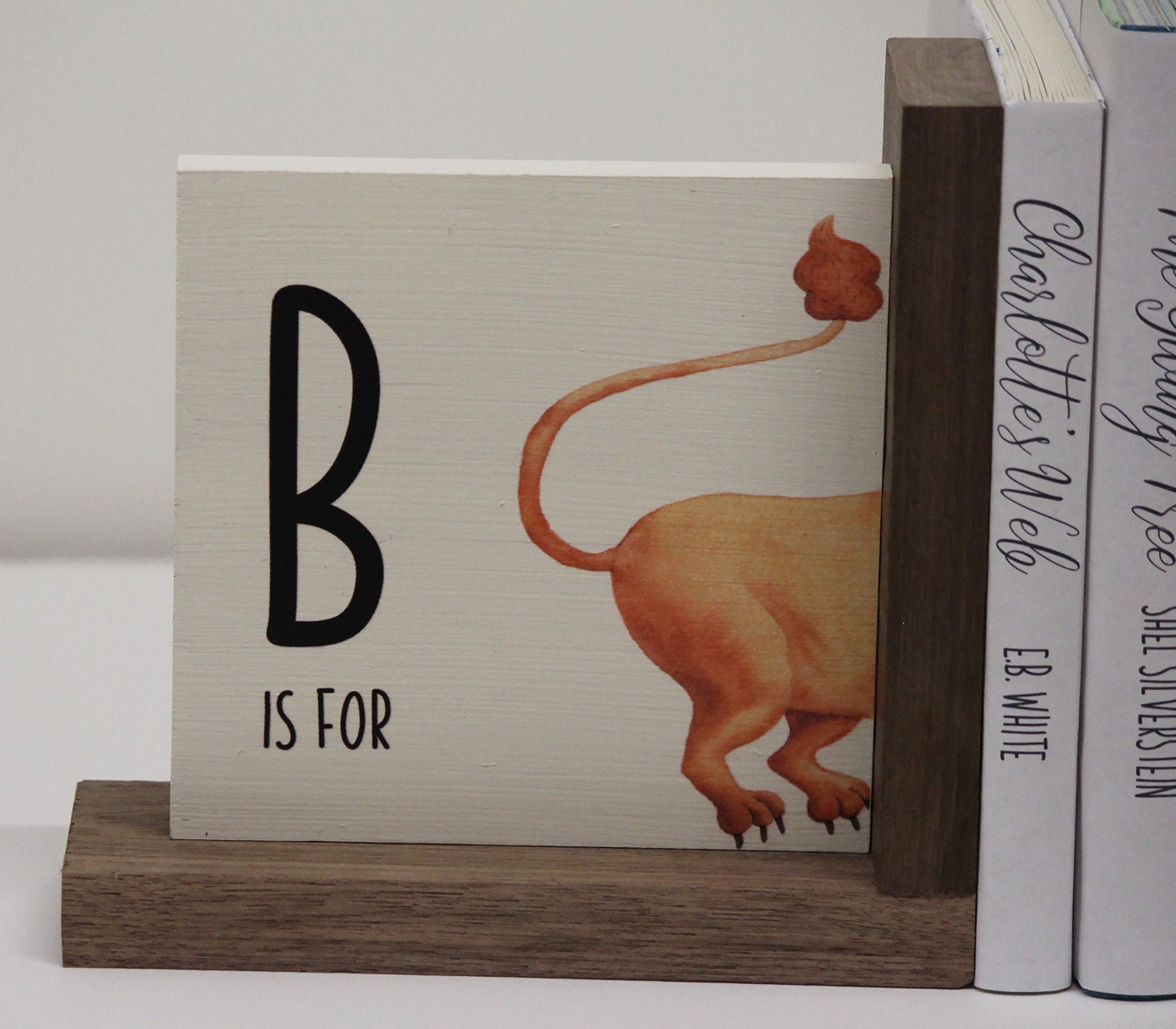 Personalized Childrens Wooden Bookend Lion Nursery Decor Etsy