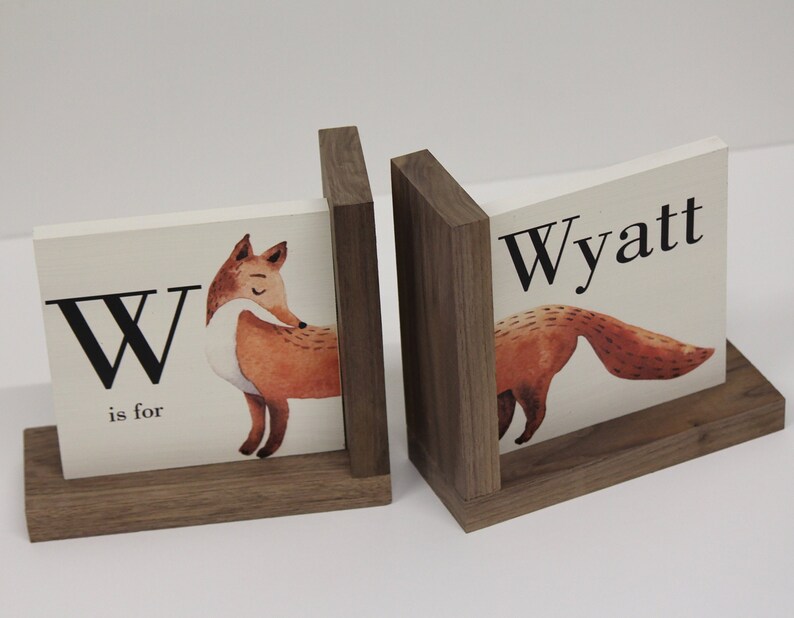 Personalized Childrens Wooden Bookend Baby Shower Book Theme Etsy