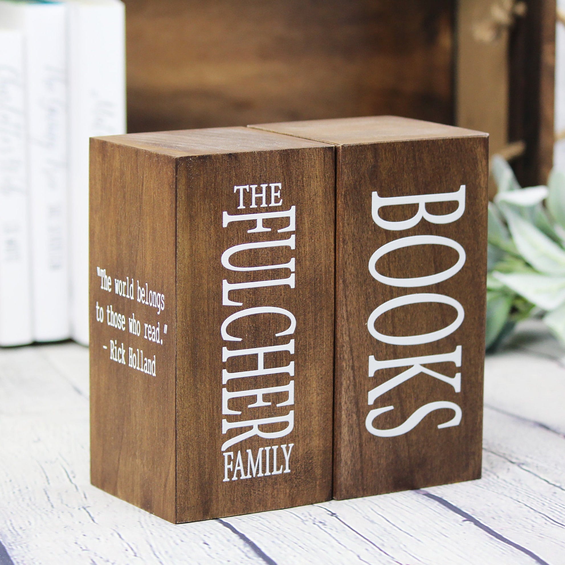 Customized Wooden Bookend Personalized Family Keepsake Etsy