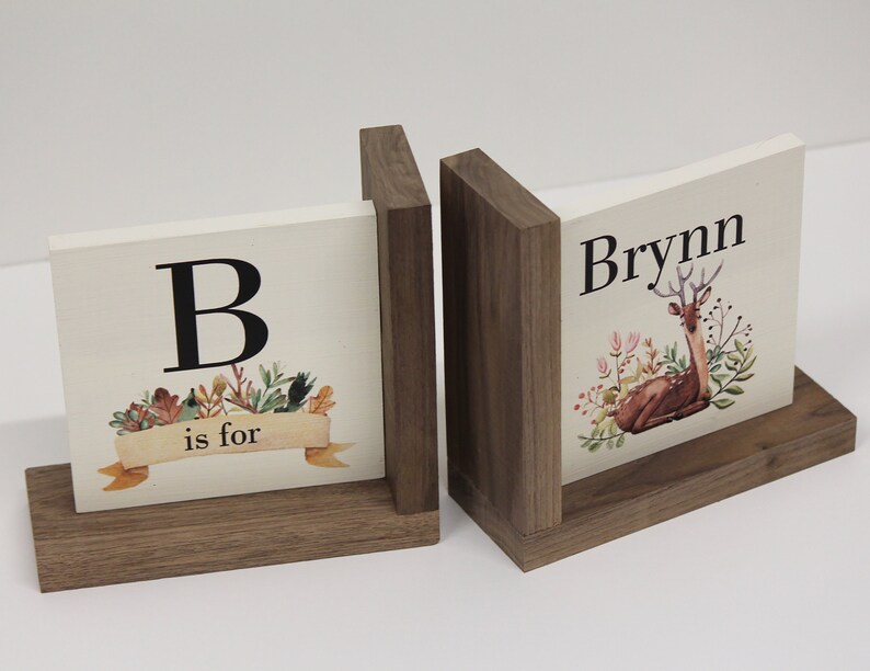 Personalized Childrens Wooden Bookend Baby Shower Book Theme Etsy