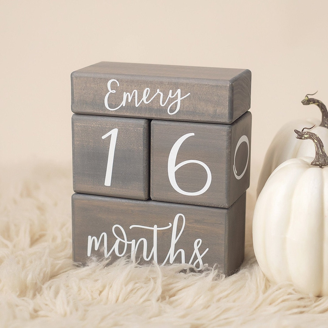 Custom Baby Milestone Blocks, Age Blocks, Baby Month Blocks, Baby