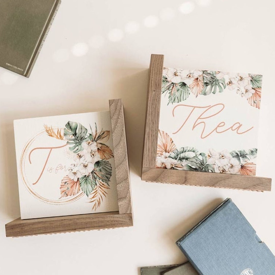 Personalized Childrens Wooden Bookend, Baby Shower Book Theme Keepsake