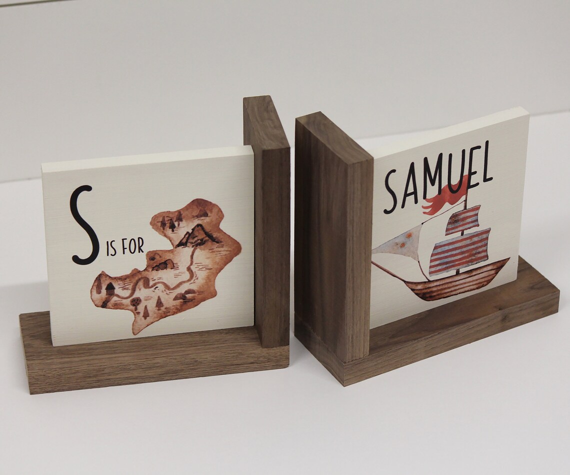 Personalized Childrens Wooden Bookend Baby Shower Book Theme Etsy