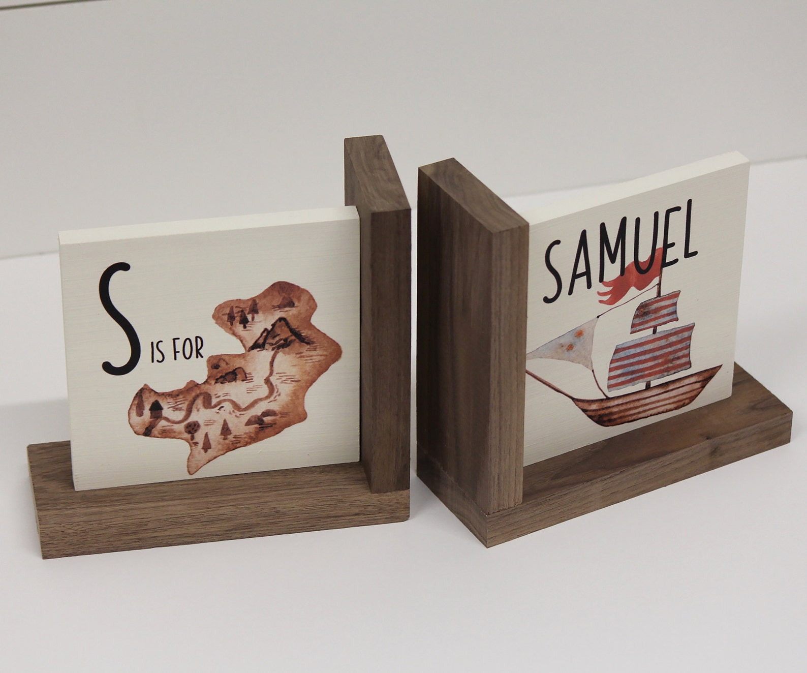 Personalized Childrens Wooden Bookend Baby Shower Book Theme Etsy