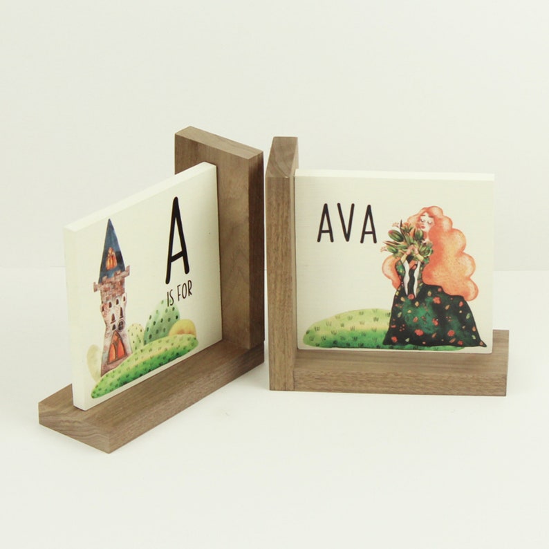 Personalized Childrens Wooden Bookend Girl's Nursery Etsy
