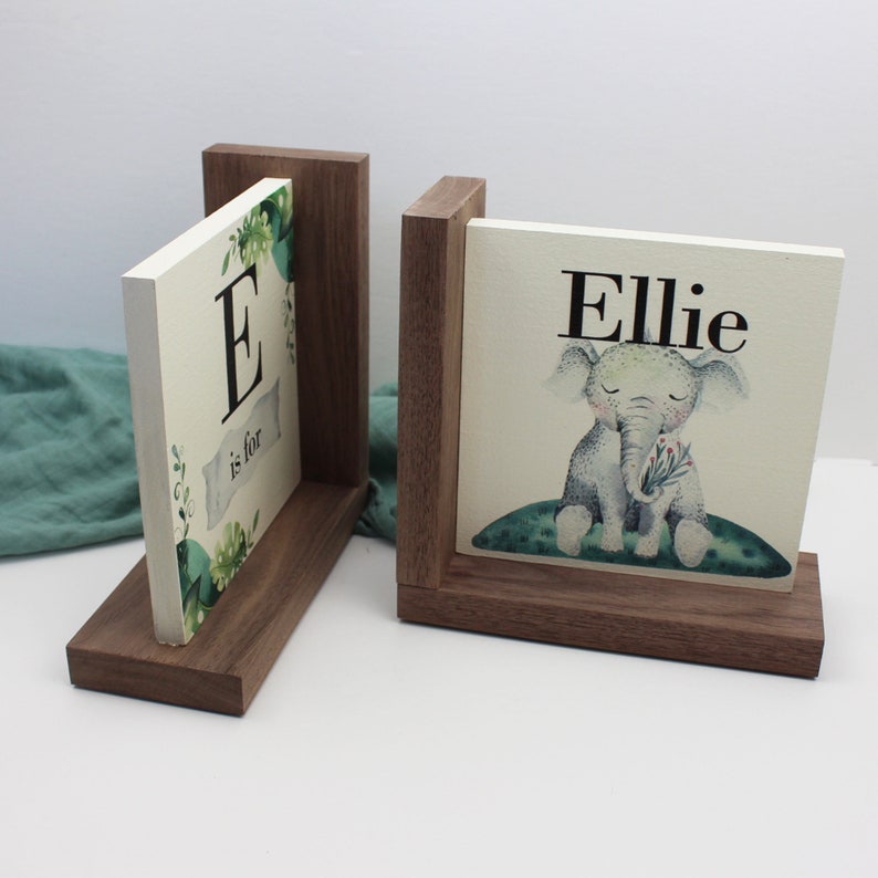 Elephant Bookend Personalized Childrens Jungle Nursery Decor Etsy