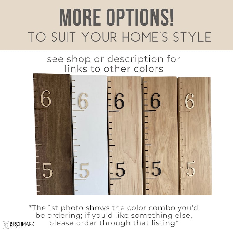 Growth chart ruler options by Birchmark Designs