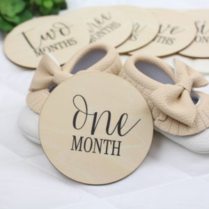 Cartes d'étape importante pour bébé, disques en bois d'étape mensuelle, panneau d'âge de bébé, panneau de faire-part de naissance de nouveau-né, plaque de marqueur d'étape importante