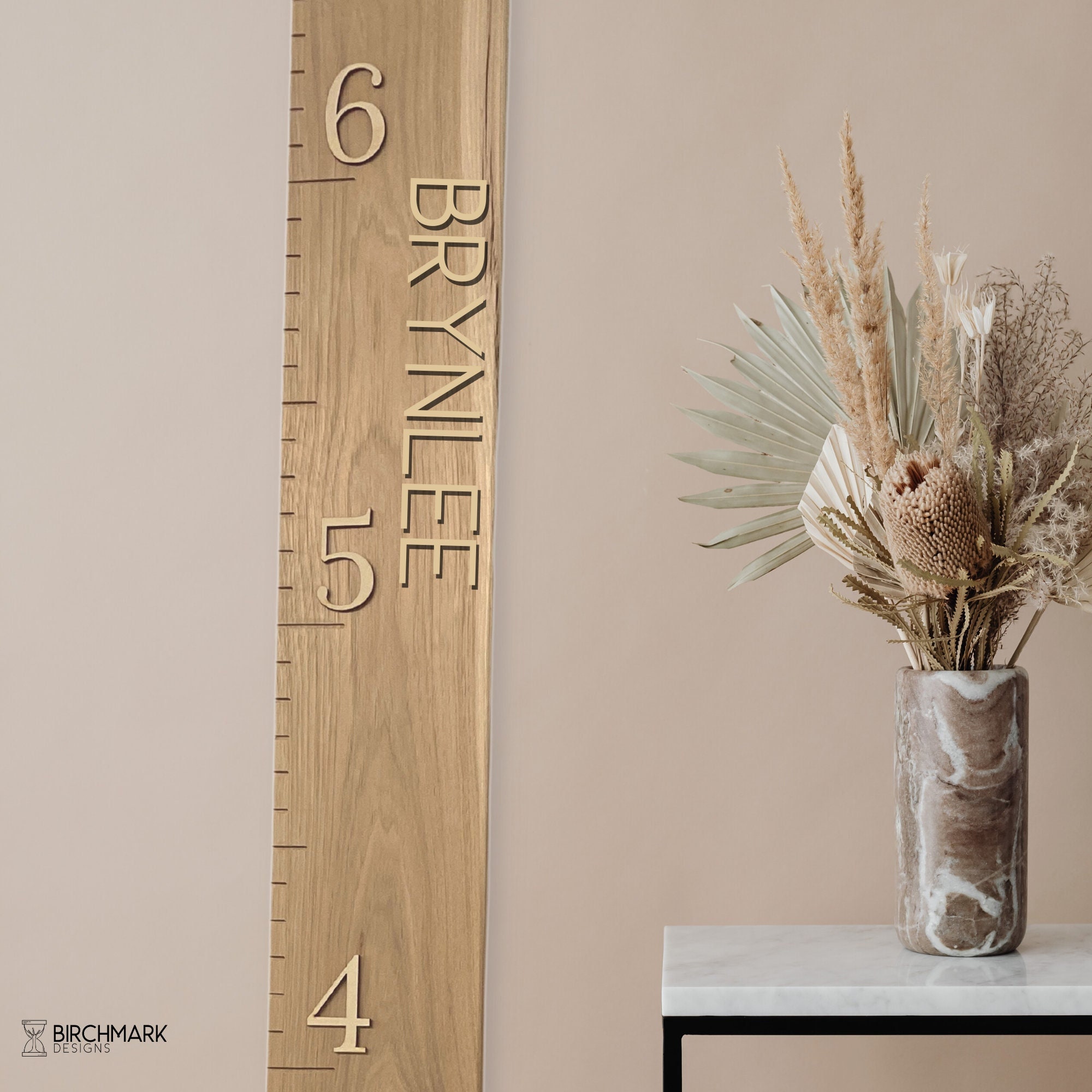 Stone Nature Ruler Natural Growth Chart Ruler 3D Uppercase Font, Wooden Measuring Stick ...