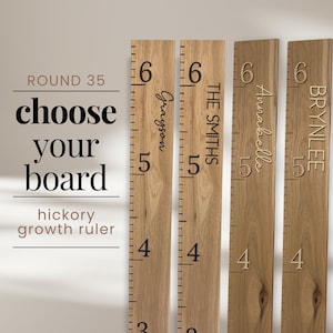 Round 35: Choose Your Ruler - Hickory Growth Chart Ruler 3D, Wooden Measuring Stick for Kids, Giant Wall Ruler with Extra Character