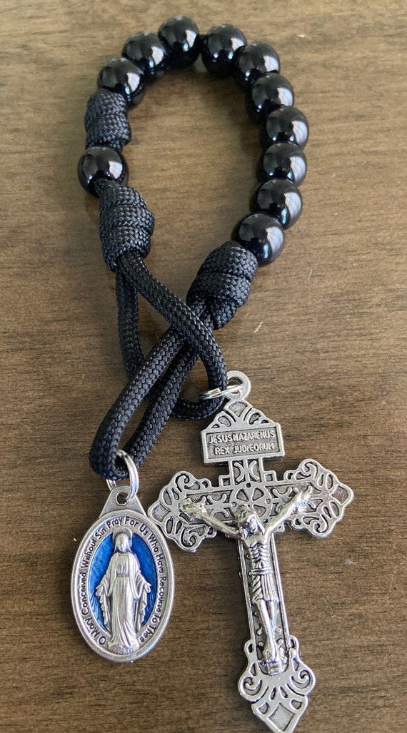 Immaculate pocket Rosary, Miraculous medal Rosary, Paracord Rosary | Handmade