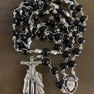 Seven Sorrows Of Mary Chaplet— unbreakable Black Beads Rosary — handmade