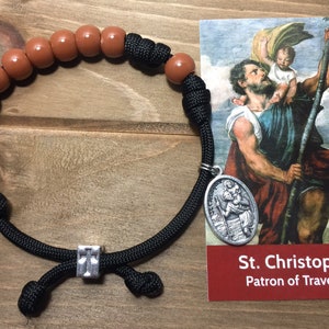 St Christopher rosary Bracelet - single Decade Catholic Rosary ~ Men/Women Rosary Bracelet ~ paracord Rosary | Handmade
