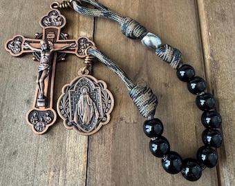 Miraculous Chaplet - single Decade Catholic Rosary, 3 inches 12 apostle crucifix,  paracord Rosary | Handmade